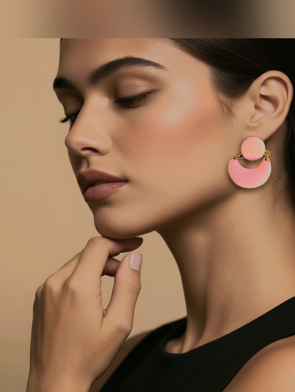 Vintage Gold And Enamel Pink Earrings